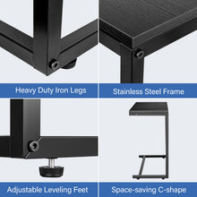 Load image into Gallery viewer, YSSOA C Shaped Sofa Side End Table with Hardwood Surface, 13.75" D x 21.75" W x 27" H, Black
