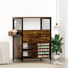 Load image into Gallery viewer, Craft Organization and Storage Cabinet Compatible with Cricut Machines, Crafting Cabinet with Drawer &amp; 25 Vinyl Roll Holder, Craft Table Desk  Workstation for Craft Room Home.Rustic Brown.
