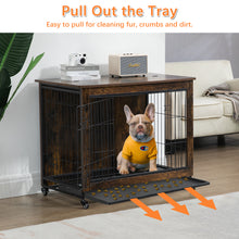 Load image into Gallery viewer, 23.6"L x 20"W x 26"H Dog Crate Furniture with Cushion, Wooden Dog Crate Table, Double-Doors Dog Furniture, Dog Kennel Indoor for Small Dog, Dog House, Dog Cage Small,  Rustic Brown
