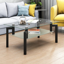 Load image into Gallery viewer, Rectangle Black Glass Coffee Table, Clear Coffee Table，Modern Side Center Tables for Living Room， Living Room Furniture
