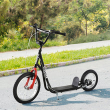 Load image into Gallery viewer, Youth Scooter, Teens Kick Scooter, Adjustable Handlebar Ride On Toy for 5+ with 16" Front and 12" Rear Dual Brakes Inflatable Wheels, Black

