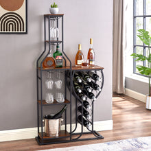Load image into Gallery viewer, 11 Bottle Wine Bakers Rack, 5 Tier Freestanding Wine Rack with Hanging Wine Glass Holder and Storage Shelves, Wine Storage Home Bar for Liquor and Wine Storagefor Kitchen, Dining Room
