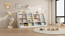Load image into Gallery viewer, White Wooden Toy Storage Organizer Cabinet  Kids Bookshelf  Children Bookcase Toddler Baby Sling Book Rack Adjustable Shelf for Playroom Bedroom Nursery Hallway School Kindergarten Living Room
