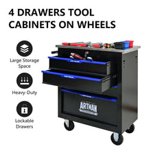 Load image into Gallery viewer, 4 DRAWERS MULTIFUNCTIONAL TOOL CART WITH WHEELS-BLACK

