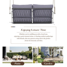 Load image into Gallery viewer, TREXM 1-Piece Woven Rope Outdoor Swing Sofa with Soft Cushions Seating 2 for Patio, Courtyard and Balcony (Light Grey)
