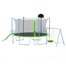 Load image into Gallery viewer, 14FT Trampoline with Slide and Swings, ASTM Approved Large Recreational Trampoline with Basketball Hoop and Ladder,Outdoor Backyard Trampoline with Net, Capacity for Kids and Adults
