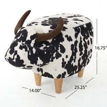 Load image into Gallery viewer, Black and White Velvet Cow-Shaped Ottoman, Cute Wood Foot Stool Shoes Changing Seat with Cushioned for Adult Living Room, Bedroom, Nursery Gameroom, Playroom, Porch Furniture
