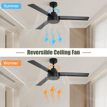 Load image into Gallery viewer, 52" Outdoor Ceiling Fan Without Light, 3 ABS Blades Farmhouse Ceiling Fan with Remote Control 6-speed Reversible DC Motor Black for Living Room, Bedroom, Kitchen
