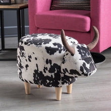Load image into Gallery viewer, Black and White Velvet Cow-Shaped Ottoman, Cute Wood Foot Stool Shoes Changing Seat with Cushioned for Adult Living Room, Bedroom, Nursery Gameroom, Playroom, Porch Furniture
