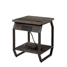 Load image into Gallery viewer, Side Table with Charging Station, Set of 2 End Tables with USB Ports and Sockets, Bedside Tables in Living Room, Bedroom, Dark Grey,17.32'' W x 17.32'' D x 21.65'' H.
