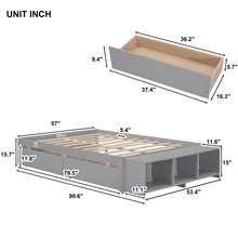 Load image into Gallery viewer, Full Size Bed with Storage Case, 2 Storage drawers, Lengthwise Support Slat,Grey
