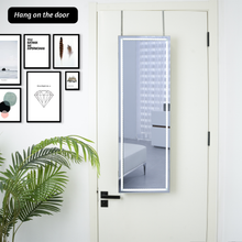 Load image into Gallery viewer, Fashion Simple Jewelry Storage Mirror Cabinet With LED Lights Can Be Hung On The Door Or Wall

