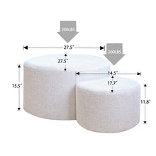 Load image into Gallery viewer, Upholstered Nesting Coffee Tables (Set of 2), Side Table, Footrest, Ottoman &amp; Seat for Living Room Bedroom Entryway Office, Beige Yarn Dyed Fabric
