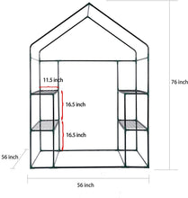 Load image into Gallery viewer, Mini Walk-in Greenhouse Indoor Outdoor -2 Tier 8 Shelves- Portable Plant Gardening Greenhouse (56L x 56W x 76H Inches), Grow Plant Herbs Flowers Hot House
