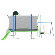 Load image into Gallery viewer, 14FT Trampoline with Slide and Swings, ASTM Approved Large Recreational Trampoline with Basketball Hoop and Ladder,Outdoor Backyard Trampoline with Net, Capacity for Kids and Adults
