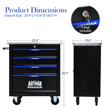 Load image into Gallery viewer, 4 DRAWERS MULTIFUNCTIONAL TOOL CART WITH WHEELS-BLACK
