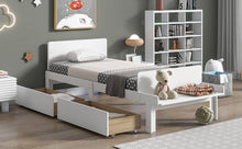 Load image into Gallery viewer, Twin Bed with Footboard Bench,2 drawers,White
