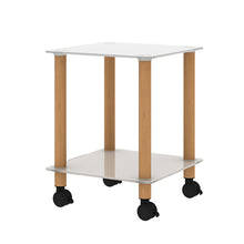 Load image into Gallery viewer, 2-Piece White+Oak Side Table , 2-Tier Space End Table ,Modern Night Stand, Sofa table, Side Table with Storage Shelve
