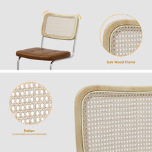 Load image into Gallery viewer, Set of 4, Leather Dining Chair with High-Density Sponge, Rattan Chair for Dining room, Living room, Bedroom, Brown
