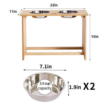 Load image into Gallery viewer, Gardenia Raised Dog Bowl Stand for Medium Sized Dogs, Elevated Dog Bowls, Bamboo Raised Dog Bowl, Dog Food Bowl Stand, Feeding Station
