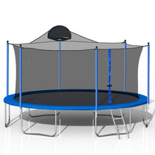 Load image into Gallery viewer, 14FT Trampoline for Adults &amp; Kids with Basketball Hoop, Outdoor Trampolines w/Ladder and Safety Enclosure Net for Kids and Adults
