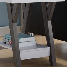 Load image into Gallery viewer, Modern White End Table, Chair Side End Table for Living Room with Shelf Display
