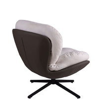 Load image into Gallery viewer, 360° Swivel Accent Chair, Modern Chenille Lounge Chair with Faux Leather and Black Metal Base Frame, Comfortable Reading Chair for Small Spaces, Living Room, Bedroom, Reading Corner, Office (White)
