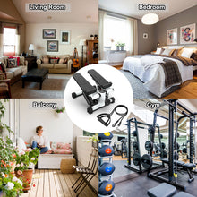 Load image into Gallery viewer, Mini Steppers for Exercise, Stair Stepper with Resistance Bands, Mini Stepper with 300LBS Loading Capacity, Hydraulic Fitness Stepper with LCD Monitor(Black+White)
