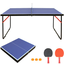 Load image into Gallery viewer, Table Tennis Table Midsize Foldable &amp; Portable Ping Pong Table Set with Net and 2 Ping Pong Paddles for Indoor Outdoor Game
