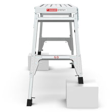Load image into Gallery viewer, Aluminum Work Platform Large Size Step Stool Folding Portable Work Bench 40"  Width Telescopic Feet 22" -27.5" Height Adjustable
