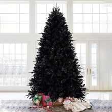 Load image into Gallery viewer, 7.5ft Pre-Lit Black Christmas Tree, Full Halloween Xmas Artificial Tree 2156 Branch Tips, 500 Lights, Metal Hinges, Foldable Base, Holiday Decoration - Black
