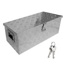 Load image into Gallery viewer, 30 Inch Tool Box Underbody Flatbox Truck Car Outdoor Trailer Pickup,RV Storage Organizer, Tools Chest Box w/Side Handle &amp; Lock Keys,Silver Aluminum 5 Bar Tread ToolBox(30.1"x12.8"x9.7")
