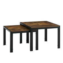 Load image into Gallery viewer, Nesting Coffee Table Set of 2, Square Modern Stacking Table with Wood Finish for Living Room,Rustic Brown
