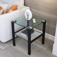 Load image into Gallery viewer, Glass two layer tea table, small round table, bedroom corner table, living room black side table
