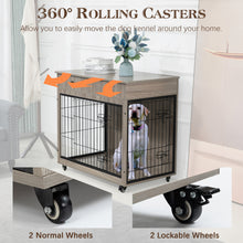 Load image into Gallery viewer, Dog Crate Furniture, Wooden Dog Crate End Table, 38.4 Inch Dog Kennel with 2 Drawers Storage, Heavy Duty Dog Crate, Decorative Pet Crate Dog Cage for Large Indoor Use (Grey) 38.4" L×23.2" W×35" H
