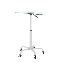 Load image into Gallery viewer, Adjustable Height Transparent Tempered Glass Table Desk Table with Lockable Wheels(Adjustable Range 24.2 "~32.7 ")
