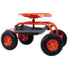 Load image into Gallery viewer, Garden Cart Rolling Scooter, Adjustable Height Heavy Duty Scooter, Rolling Garden Cart with 4 Wheels and Extendable Handle, Garden Stool Cart with 360-Degree Seat and Tool Tray (Red)
