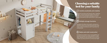 Load image into Gallery viewer, Twin Loft Bed with Wardrobe, Storage Shelves and Ladder, White
