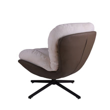 Load image into Gallery viewer, 360° Swivel Accent Chair, Modern Chenille Lounge Chair with Faux Leather and Black Metal Base Frame, Comfortable Reading Chair for Small Spaces, Living Room, Bedroom, Reading Corner, Office (White)
