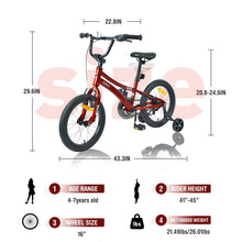 Load image into Gallery viewer, ZUKKA Kids Bike,16 Inch Kids' Bicycle with Training Wheels for Boys Age 4-7 Years,Multiple Colors
