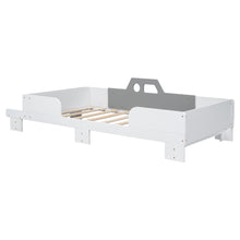 Load image into Gallery viewer, Car-Shaped Twin Wood Bed with Bench,White
