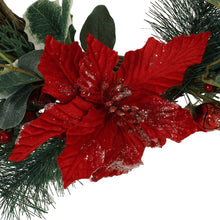 Load image into Gallery viewer, 23.5" POINSETTIA/BERRY/EUCALYPTUS HALF WREATH
