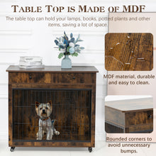 Load image into Gallery viewer, Dog Crate Furniture, Wooden Dog House, Decorative Dog Kennel with Drawer, Indoor Pet Crate End Table for Small Dog, Steel-Tube Dog Cage, Chew-Proof, Rustic Brown 31.7" L×23.2" W×33" H
