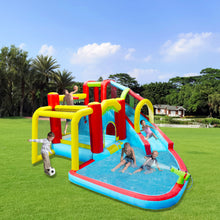 Load image into Gallery viewer, 7 in1 Inflatable slide water park bouncing house outdoor Soccer garden bouncer with Splash pool  &amp; Water gun &amp; Climbing wall &amp; Basketball &amp; Football
