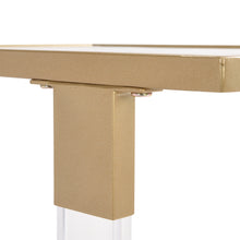 Load image into Gallery viewer, Golden Side Table, Acrylic Sofa Table, Glass Top C Shape Square Table with Metal Base for Living Room, Bedroom, Balcony Home and Office

