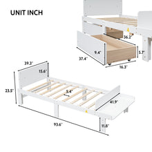 Load image into Gallery viewer, Twin Bed with Footboard Bench,2 drawers,White
