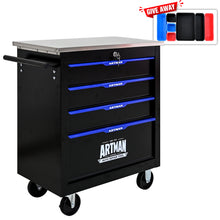 Load image into Gallery viewer, 4 DRAWERS MULTIFUNCTIONAL TOOL CART WITH WHEELS-BLACK
