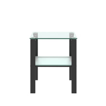 Load image into Gallery viewer, Glass two layer tea table, small round table, bedroom corner table, living room black side table
