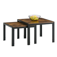 Load image into Gallery viewer, Nesting Coffee Table Set of 2, Square Modern Stacking Table with Wood Finish for Living Room,Rustic Brown
