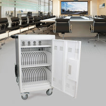 Load image into Gallery viewer, Mobile Charging Cart and Cabinet for Tablets Laptops 30-Device With Combination Lock(White)
